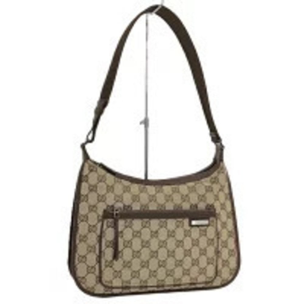 Gucci GG Canvas Front Pocket Shoulder Bag monogram canvas front zip Brown